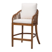 bali & pari Varen Seagrass and Mahogany Wood Counter Stool